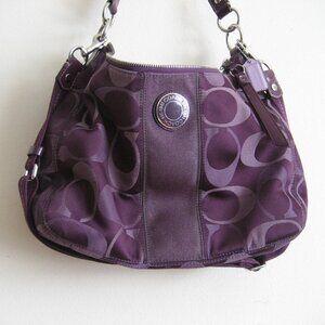 Authentic COACH Signature C Crossbody Stripe Bag, Plum Purple, #F20042